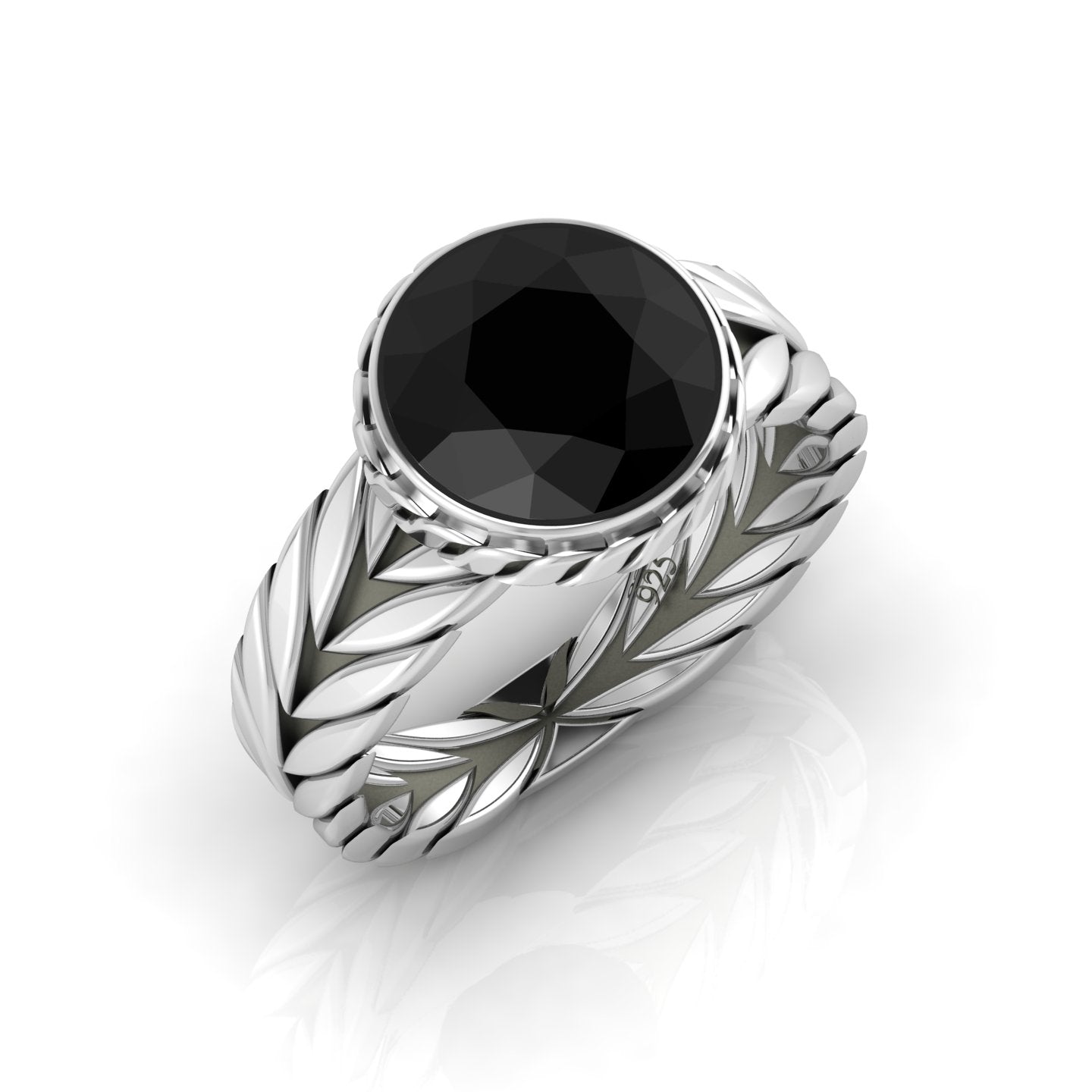 Draco Round Natural Black Onyx Ring